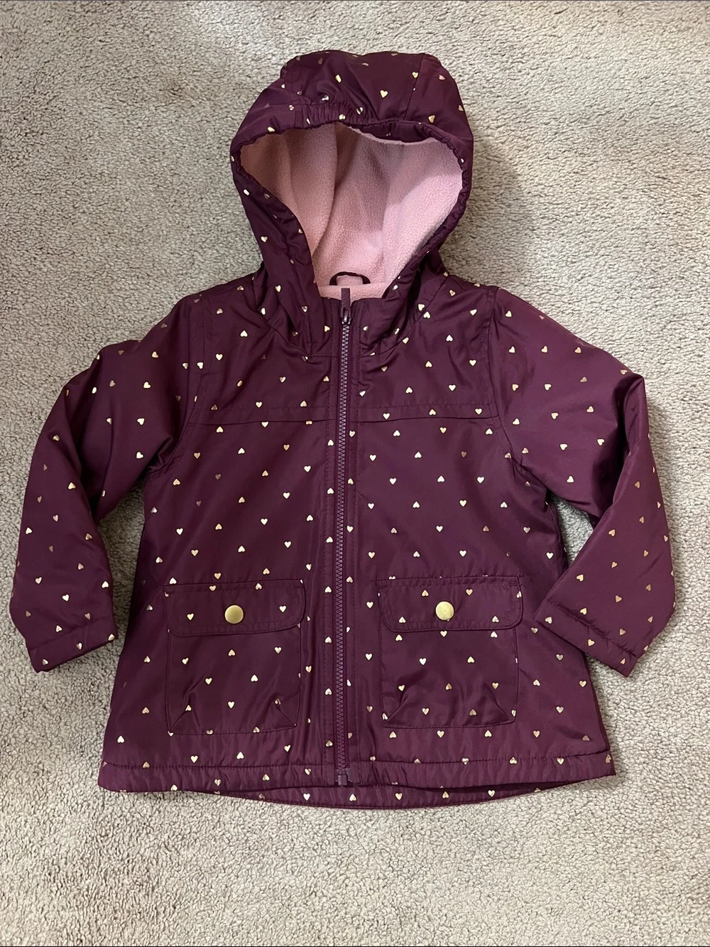 Carter’s Girls' Maroon Heart Hooded Jacket